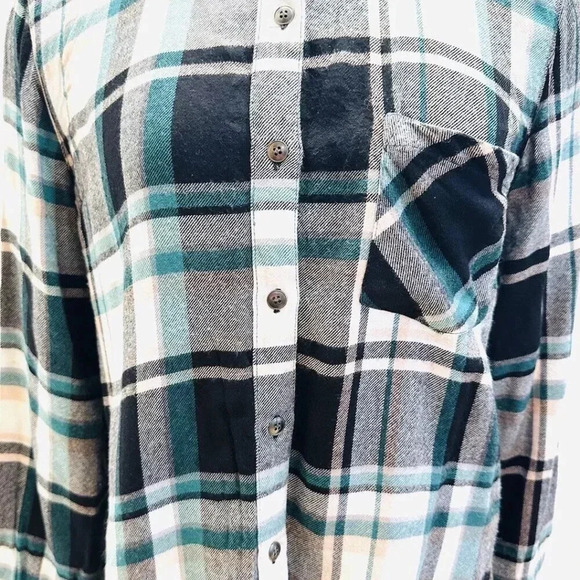 CASLON Women Long Sleeve Collared Button Down Plaid Shirt Top Size Petite Small - Picture 2 of 14